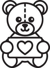Cute teddy bear icon holding a heart, perfect for Valentine's, kids' projects, greeting cards, or holiday themes, as a decorative element