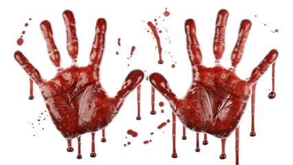 handprint Horror blood fingerprints symbolizing crime isolated transparent background