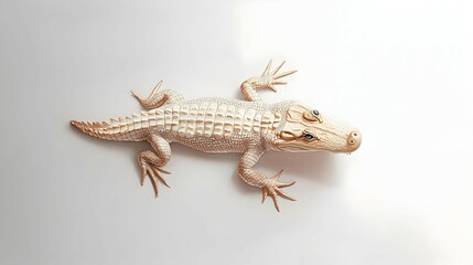 Naklejka premium Pale Young Crocodile on White Background
