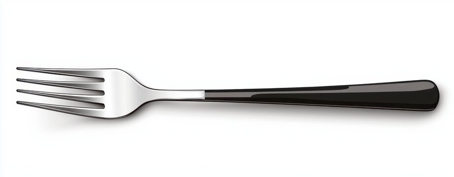 Elegant silver fork and knife complimenting each other isolated on a white background ideal for stylish dining settings