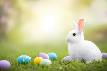 Fototapeta premium easter bunny with eggs