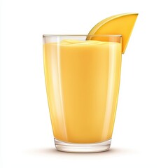 Realistic 3D Icon Cartoon of a Smooth and Creamy Mango Lassi in a Cup isolated on clear white background