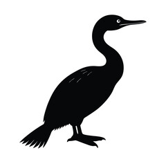 Stunning Cormorant Silhouette Vector Art, Black and White Cormorant Bird Illustration