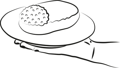 Une illustration d'une main tenant une assiette avec un gland pâtisserie française