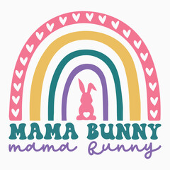 Mama Bunny Retro SVG PNG Sublimation t shirt design