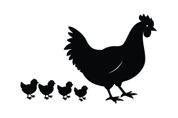 Silhouette of Chicken vector illustration.