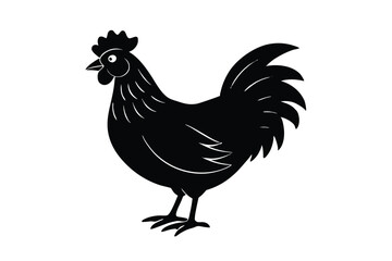 Silhouette of Chicken vector illustration.