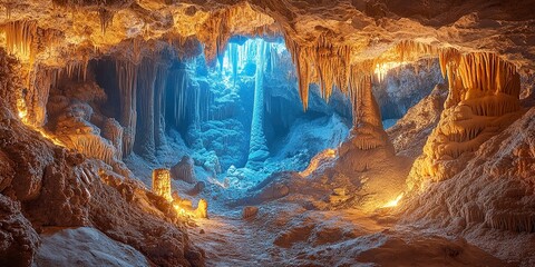 Glowing Mineral Vein Illuminates a Secluded Underground Cavern