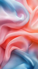 Obraz premium Beautifully draped silk fabric in soft pastel shades of blue and coral creating a calming visual harmony