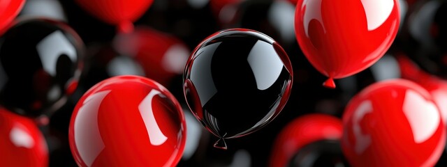 red black friday balloon sale background ballon banner confetti 3D. party red black friday birthday template card text flyer monday cyber poster grand pattern baloon frame promo design white business