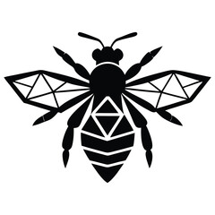 Bee Silhouette Vector Illustration, Elegant Line Art Design with a Clean White Background, Perfect for Icons, Logos, and Decorative Artwork