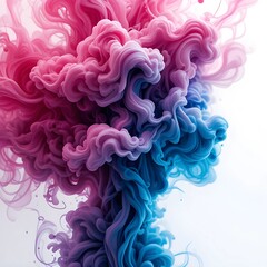 Fototapeta premium Abstract Ink Swirl: Vibrant pink and blue ink swirls and blends, creating a mesmerizing abstract composition that evokes both chaos and beauty. Ai generated image