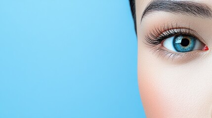 Fototapeta premium Stunning Blue Eye Close-up: Beauty, Cosmetics, and Skincare