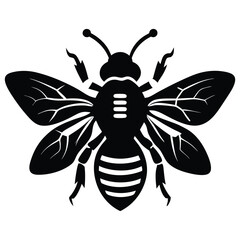 Bee Silhouette Vector Illustration, Elegant Line Art Design with a Clean White Background, Perfect for Icons, Logos, and Decorative Artwork