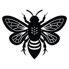 Obraz premium Bee Silhouette Vector Illustration, Elegant Line Art Design with a Clean White Background, Perfect for Icons, Logos, and Decorative Artwork