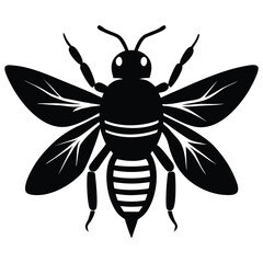 Bee Silhouette Vector Illustration, Elegant Line Art Design with a Clean White Background, Perfect for Icons, Logos, and Decorative Artwork