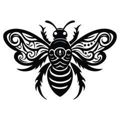 Bee Silhouette Vector Illustration, Elegant Line Art Design with a Clean White Background, Perfect for Icons, Logos, and Decorative Artwork