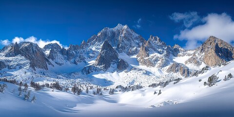 Majestic Snow-Capped Mountains Rising Above a Serene Landscape