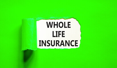 Whole life insurance symbol. Concept words Whole life insurance on beautiful white paper. Beautiful...