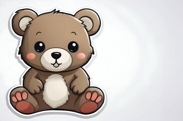 Fototapeta premium A Sweet, Adorable Brown Bear Cub Sitting Happily, Ready For A Hug, With Large Expressive Eyes And Soft, Cartoonish Features