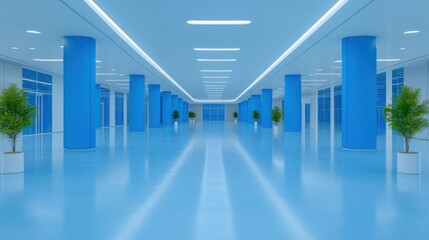 Fototapeta premium Modern Blue Hallway Interior Design