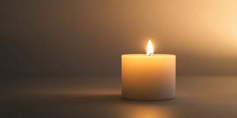 A single lit candle in a dark room, casting a warm and calming glow, perfect for relaxation and meditation.