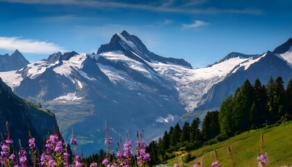 Spectacular Bloom in the Swiss Alps Landscape