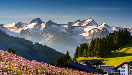 Spectacular Bloom in the Swiss Alps Landscape