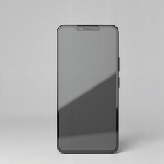 Sleek black smartphone on light grey background, modern technology