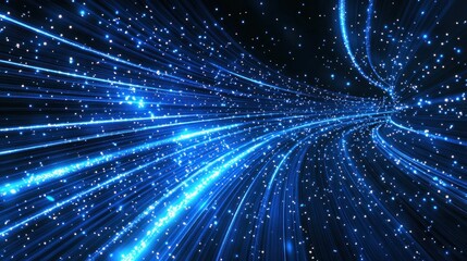 Abstract Blue Light Tunnel: A Digital Art Piece