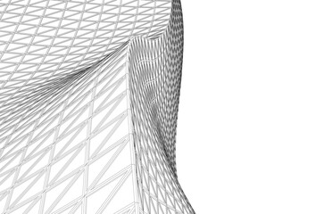 Futuristic Parametric Architecture with Geometric Grid Structure