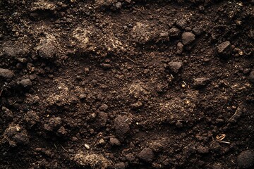 Rich dark soil texture providing a natural backdrop for gardening and farming projects : Generative AI