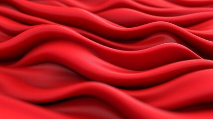 Obraz premium Red cloth waves abstractly. Texture undulates smoothly. Background is blurred. Great as backdrop