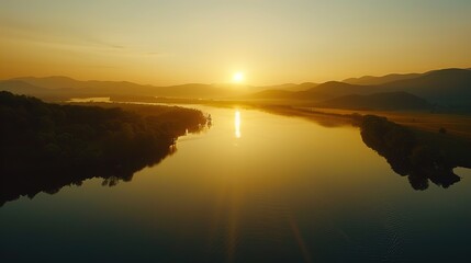Fototapeta premium Mountain Sunrise: Misty Valleys and Golden Light