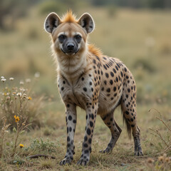 Obraz premium The spotted hyena is a highly successful animal, being the most common large carnivore in Africa. Its success is due in part to its adaptability and opportunism; it is primarily a hunter but may also