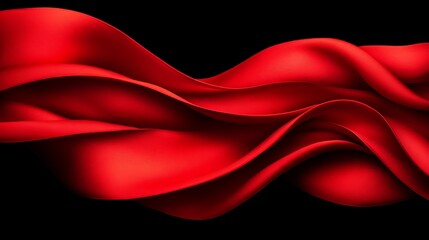 Obraz premium Red fabric waves on black background. Used for abstract art, textures or graphic design projects