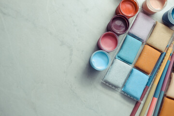 Materials for children creativity on light background                 