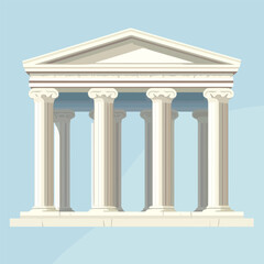 Naklejka premium A flat 2D vector of a grand classical Greek temple with marble columns.