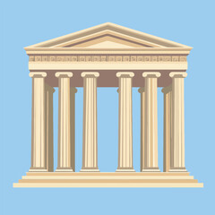 Obraz premium A flat 2D vector of a grand classical Greek temple with marble columns.