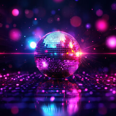 Obraz premium vibrant disco ball reflecting colorful lights in lively atmosphere