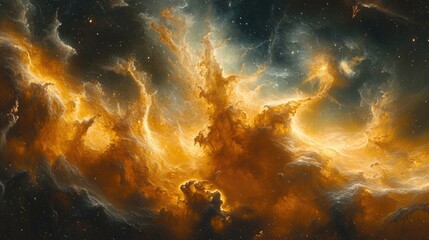 Obraz premium Abstract cosmic nebula, swirling colors, celestial space, science fiction background, possible use for space exploration posters, space backdrop