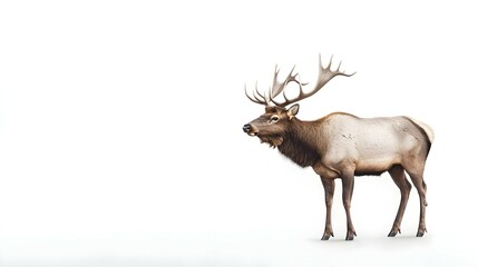 Fototapeta premium Majestic Elk Profile Against White Background