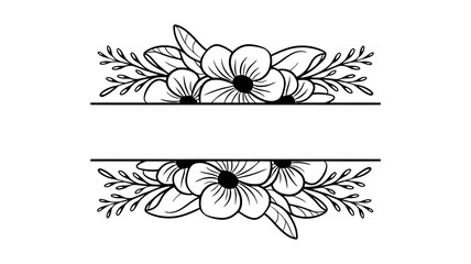Elegant Black and White Floral Border with Blank Space for Text