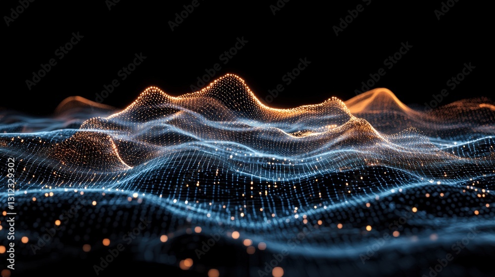 Poster dynamic wave of light cascading through space with beautiful color gradients and a sense of movement