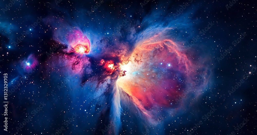 Poster stunning cosmic nebula showcasing vibrant colors and intricate structures shining in the depths of s