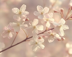 Naklejka premium Pink cherry blossoms bloom in spring garden