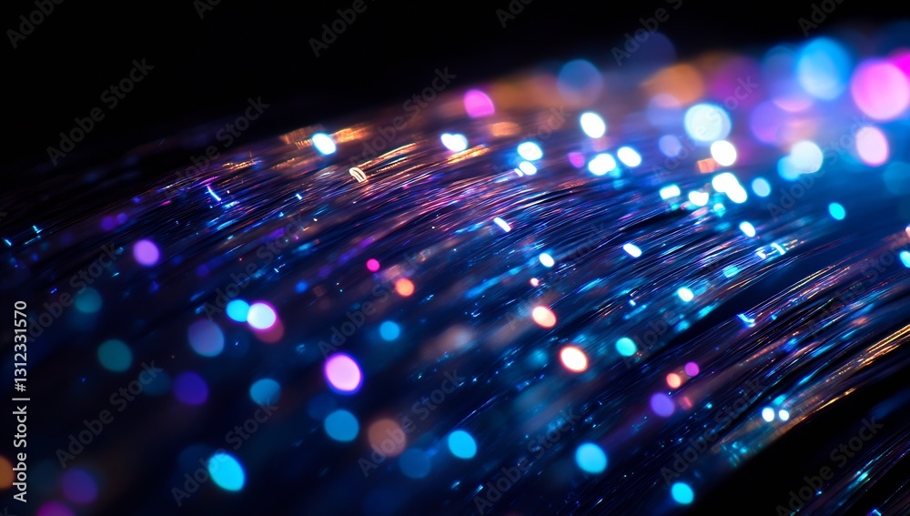 Aufkleber captivating close-up of bright lights swirling in digital streams illuminating a dark background cre