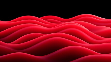 Red undulating waves in dark space, abstract rendering. Backdrop, wallpaper or texture