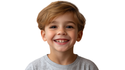 Charming young man with a bright smile and joyful expression, looking confident and cheerful, isolated on a transparent background for easy customization and design use.