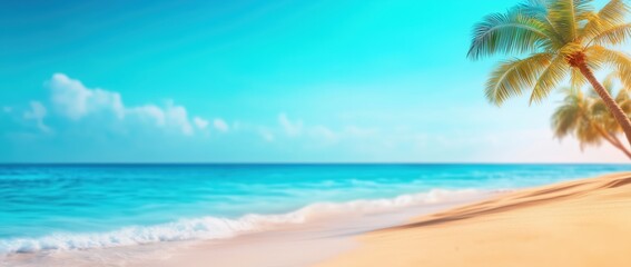Fototapeta premium Relaxing Beach Day Tropical Paradise Scenic Landscape Calm Waters Serene Environment Nature's Beauty